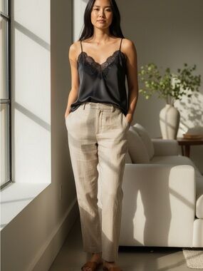 Abercrombie & Fitch Black Satin Lace Cami and Button Detail in back